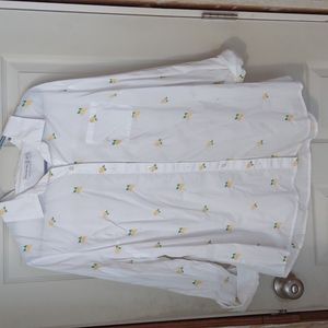 Kim Rogers white w/lemons, embroidered blouse.